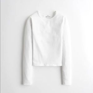 Hollister white baby tee crop long sleeve
